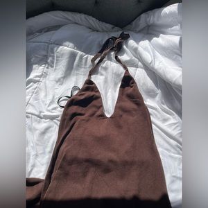 Fashionnova, hardly worn, chocolate brown halter dress pool cover-up